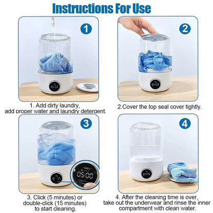 Mini rechargeable washing machine from Belro, compact outdoor home appliance with a portable design and control panel.