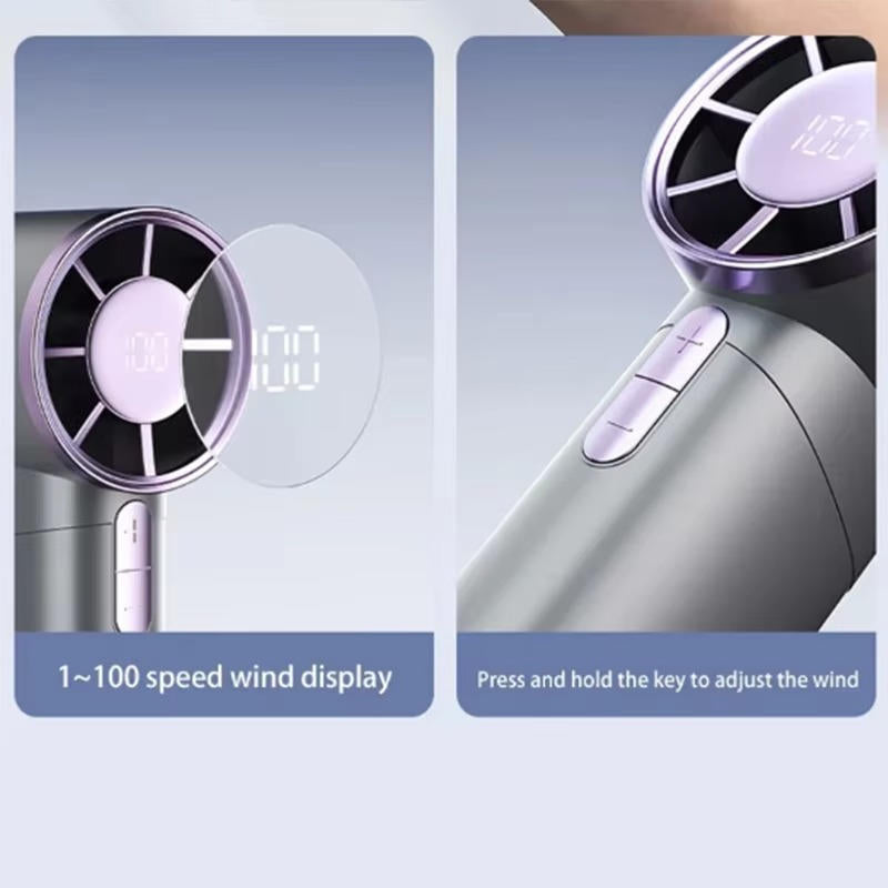 Belro portable handheld fan with adjustable settings, lightweight design, and ergonomic handle for outdoor use.