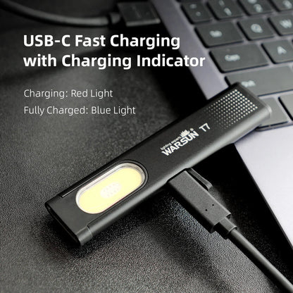 Belro LED keychain flashlight with magnetic base, compact handheld lighting tool with bright LED bulb and metal keyring attachment.