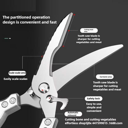 Belro chicken shears for kitchen and gardening, stainless steel scissors for poultry and food preparation, with ergonomic handles.