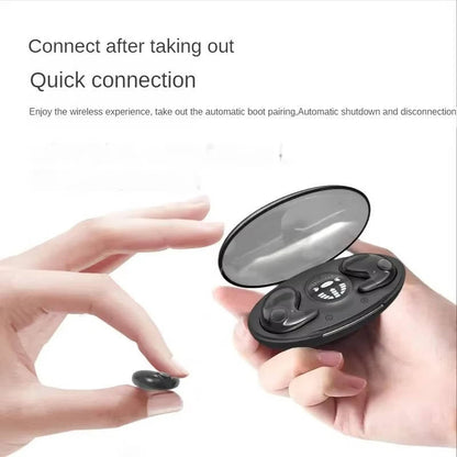 Belro sleep earbuds in soft, comfortable design for restful sleep, shown resting in ear with a neutral background.