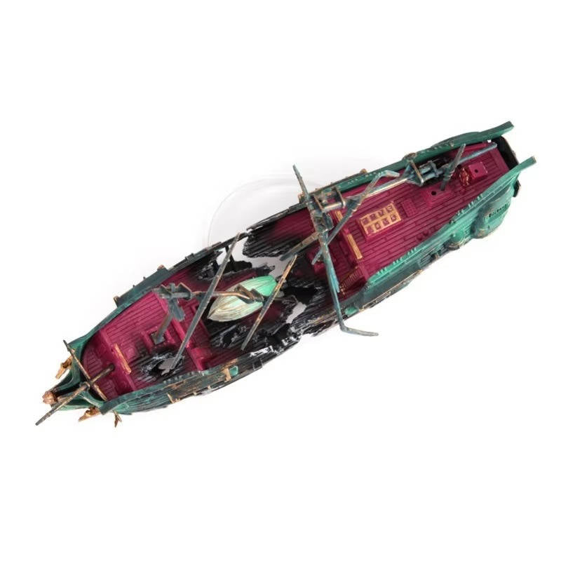 Large Belro aquarium boat decoration for fish tanks, featuring realistic boat design to enhance underwater scenery.