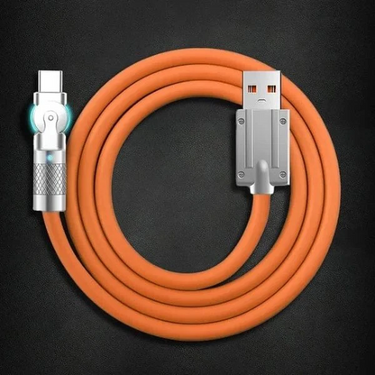 Belro 180° rotating fast charge cable for electronics, featuring flexible connector and durable design for efficient charging.