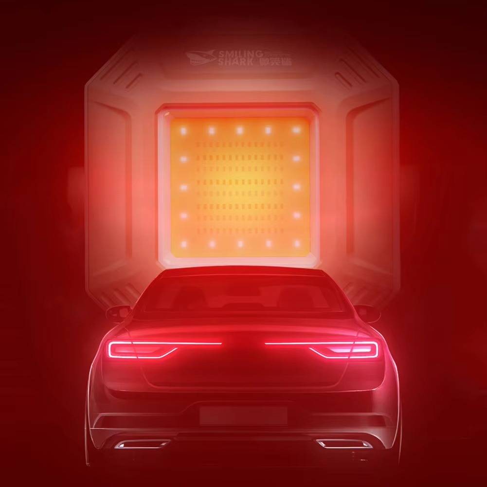 Belro LED emergency lights for vehicles, shown mounted on a car, providing bright, energy-efficient lighting for roadside safety.