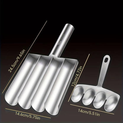 Belro Meatball Maker tool for home kitchen, featuring stainless steel and plastic components, designed for easy meatball shaping.