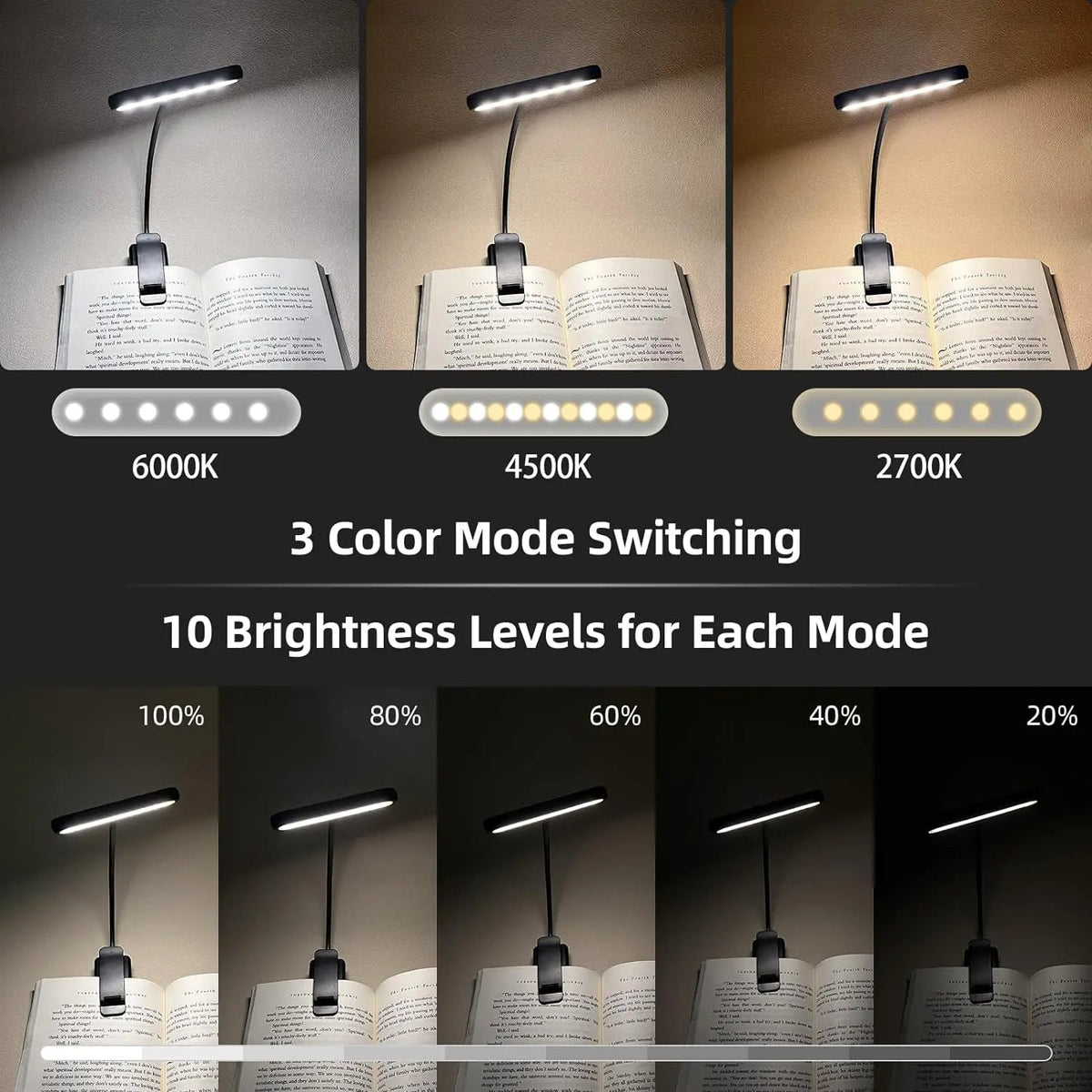 Belro LED Book Light for office and stationery, compact design with adjustable brightness for reading and workspace illumination.