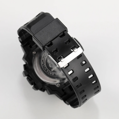 Men's digital sports watch by Belro displaying time, date, and fitness stats on a sleek black smartwatch screen.