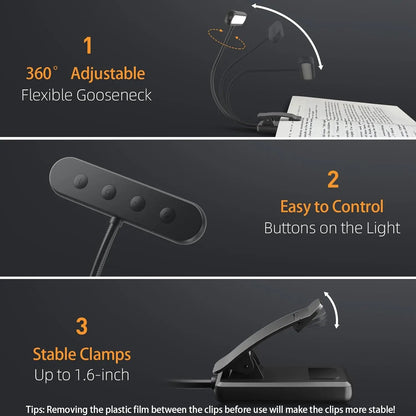 Belro LED Book Light, compact office and stationery accessory with adjustable brightness, ideal for reading and desk lighting.