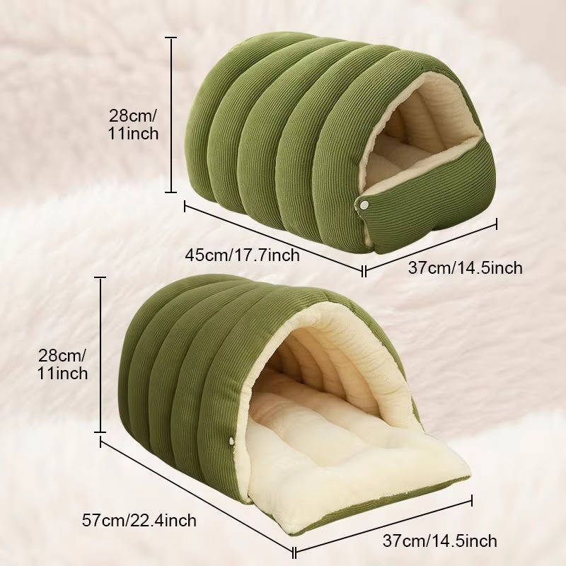 Belro washable winter closed-off cat bed with removable cover, cozy pet furniture designed for warmth and comfort.