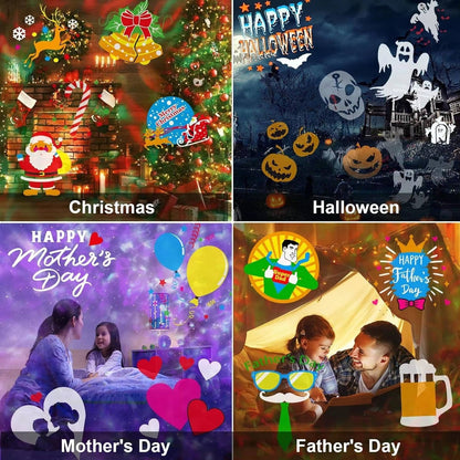 Belro Christmas projector lights outdoor decoration projecting festive holiday patterns on a wall.