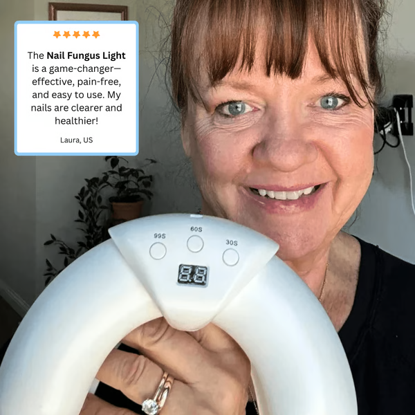 Belro Nail Laser Fungus Device for health and beauty treatment, shown with the device and instruction manual.