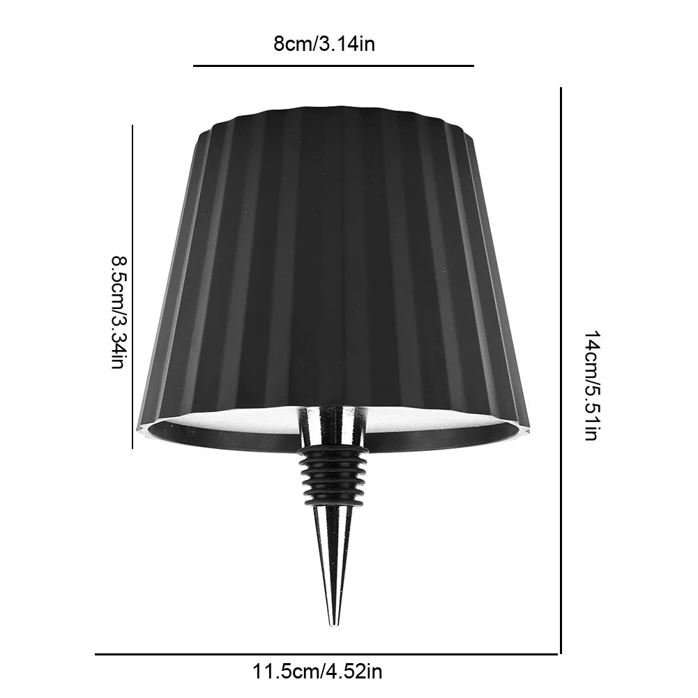 Belro wine bottle table lamp with integrated flashlight feature, modern lighting decor for home or office.