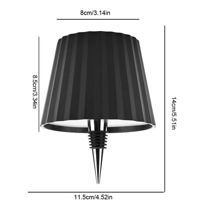 Belro wine bottle table lamp with integrated flashlight feature, modern lighting decor for home or office.