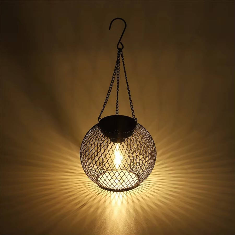 Belro outdoor solar hanging lantern with warm light, designed as a stylish accessory for umbrellas and outdoor spaces.