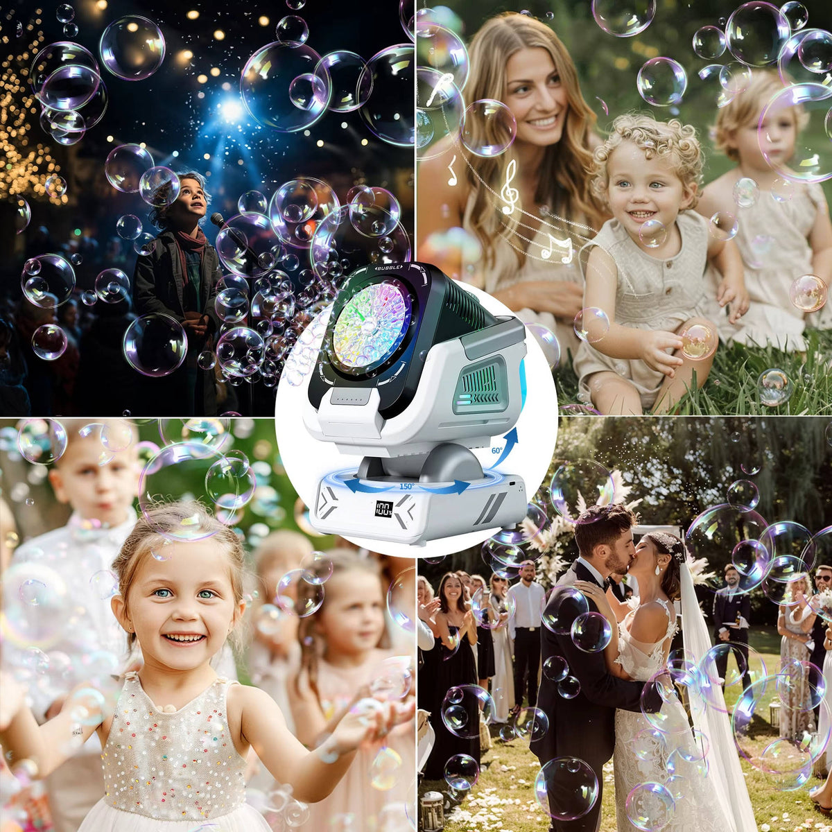 Belro bubble machine for party, outdoor toy with colorful bubbles ready to create fun and lively outdoor celebrations.