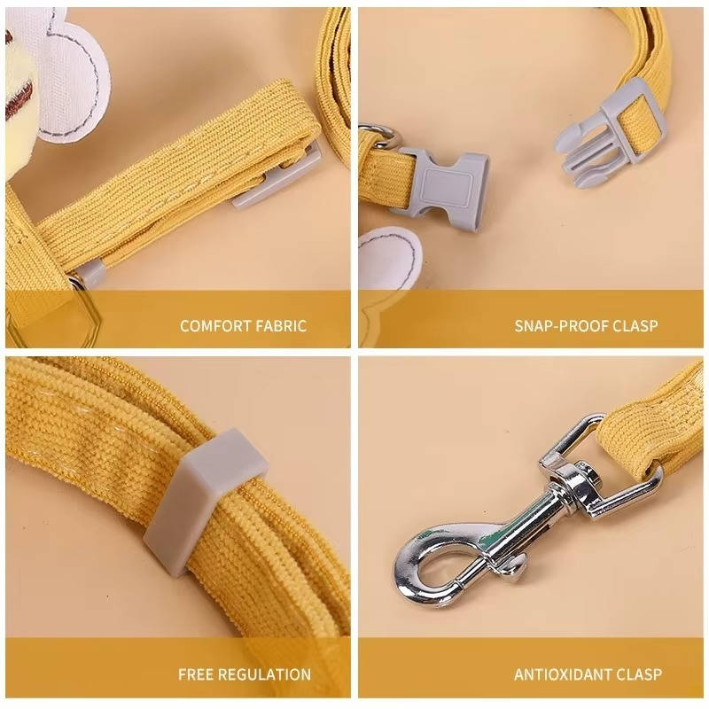 Belro cat collar and harness with adjustable straps, featuring colorful patterns and secure buckle for pet comfort and safety.