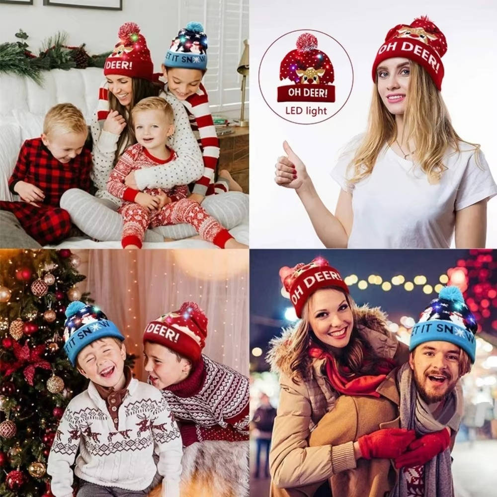 Men's Belro Light Up Christmas Hat with festive LED lights, cozy winter clothing accessory for holiday celebrations.