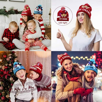 Men's Belro Light Up Christmas Hat with festive LED lights, cozy winter clothing accessory for holiday celebrations.