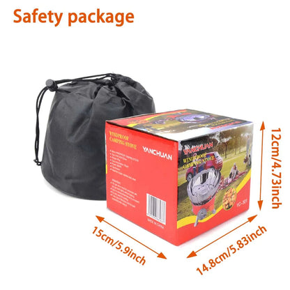 Belro windproof camping stove with compact design, metal body, and control knob for outdoor cooking in the home and garden kitchen.