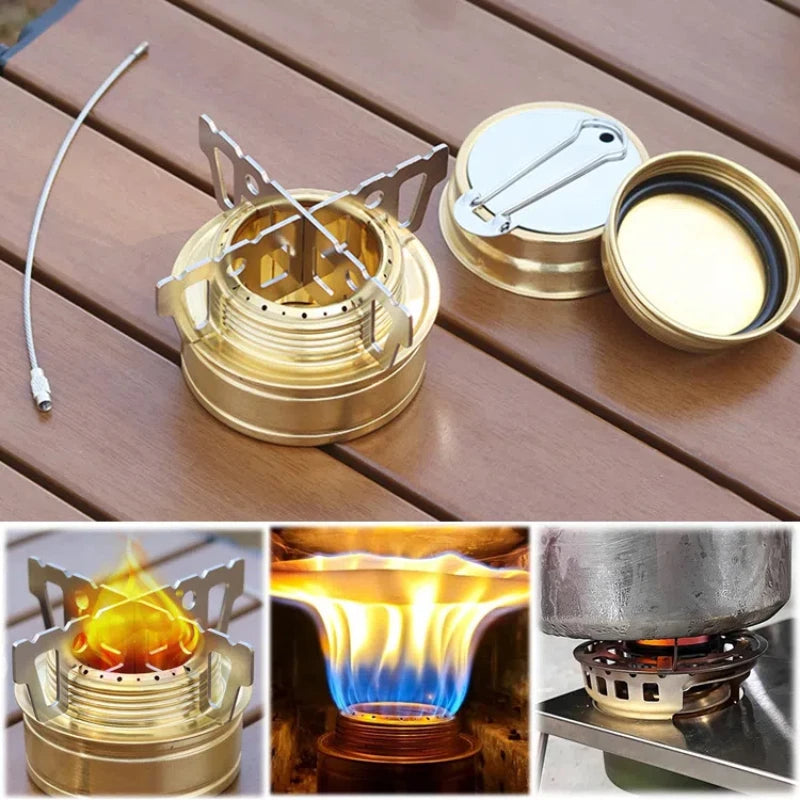 Mini portable alloy camping stove by Belro, compact kitchen stove for outdoor camping and camping adventures.