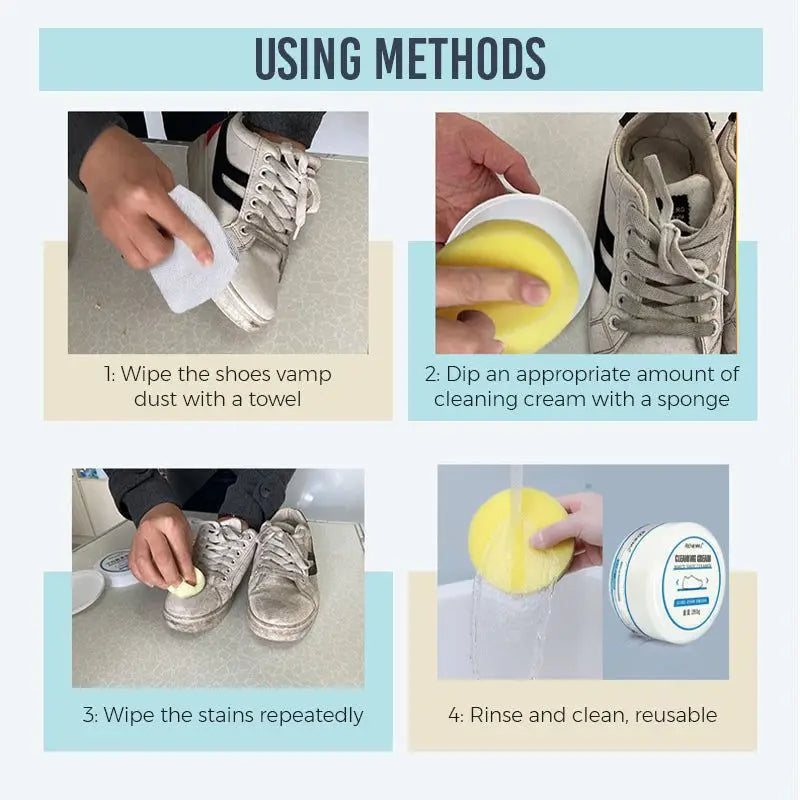 Belro white shoes cleaner in a 100g container, all-purpose cleansing cream for men's clothing, with a smooth, creamy texture