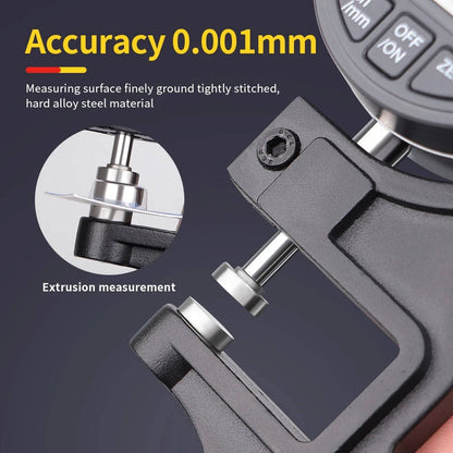 Belro thickness gauge measuring paper or metal thickness with precision 0.001mm, handheld tool for accurate measurement in tools and hardware.