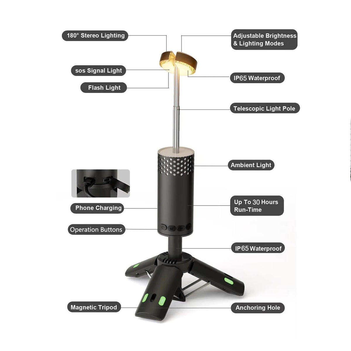 Rechargeable Belro camping lantern with bright LED lights, portable outdoor lighting for camping and outdoor adventures.
