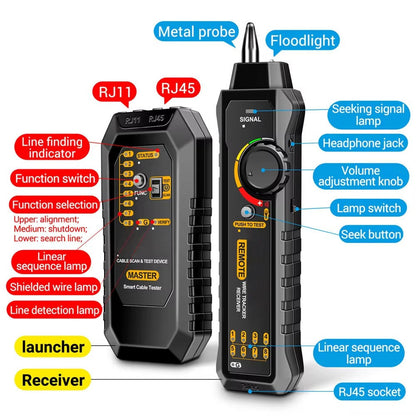 Belro circuit breaker finder resting on a robe, highlighting the product's compact design and easy-to-use features.