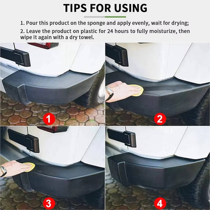Belro Car Plastic Restorer bottle showing its label, ideal for restoring and protecting car interior plastic surfaces.