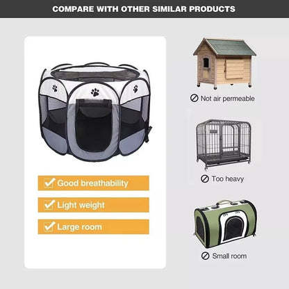 Belro indoor and outdoor tent for cats and small dogs, featuring a cozy fabric enclosure with ventilation and a mesh door.