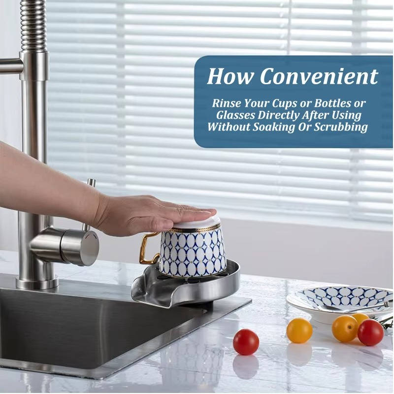 Belro cup washer for coffee makers, compact kitchen appliance with stainless steel components and control panel.