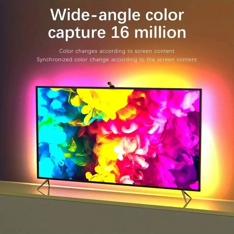 Belro TV backlight LED strip installed behind a television, providing ambient electronic lighting for a modern viewing experience.