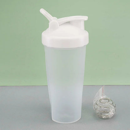 Belro 600ml leak-proof protein shaker bottle with mixing ball, shown with clear transparent design and secure lid.