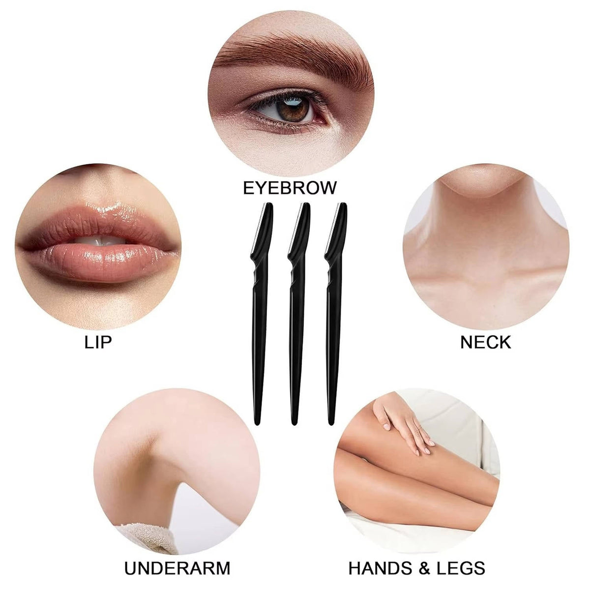 Women face razor from Belro with 12 replacement blades, designed for gentle facial hair removal and skincare.