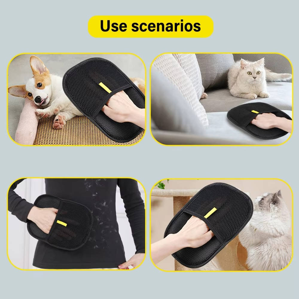 Belro pet hair remover gloves set, reusable accessories for removing pet fur from furniture and clothing, flexible glove design.