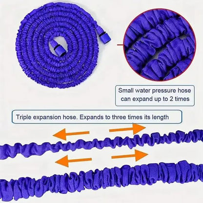 Belro expandable garden water hose stretched out outdoors, showing its flexible, lightweight design for home and garden watering.