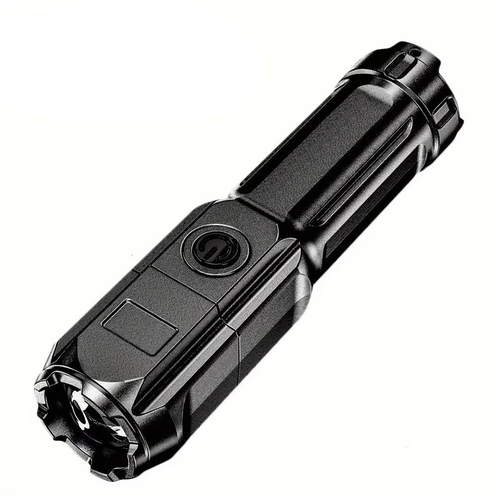 Belro rechargeable ultraviolet UV flashlight with zoomable lens, designed for men’s clothing inspection and UV detection.