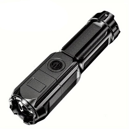 Belro rechargeable ultraviolet UV flashlight with zoomable lens, designed for men’s clothing inspection and UV detection.