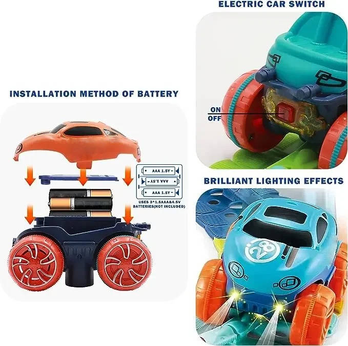 Belro Anti Gravity Race Track for Kids, automotive toy with colorful tracks and miniature race cars in a play setting