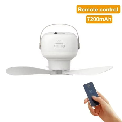 Belro wireless ceiling fan in a home setting, designed for outdoor use, with sleek modern blades and remote control features.