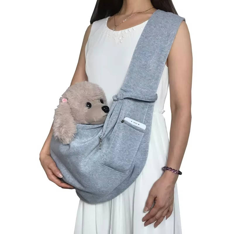 Belro dog carrier sling designed for automotive travel, showing the soft fabric and adjustable straps for comfortable pet transport.