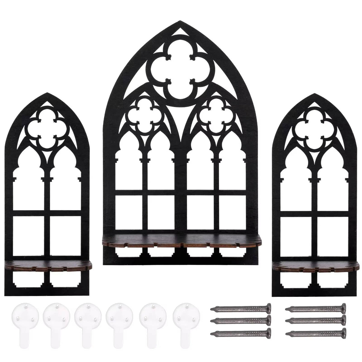 Three gothic wall decor pieces by Belro featuring dark, ornate designs for home and garden decoration.