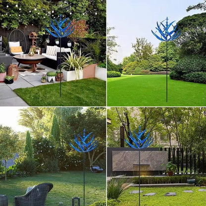 Colorful metal wind spinner from Belro, decorative garden decor with vibrant rotating blades for outdoor yard display.