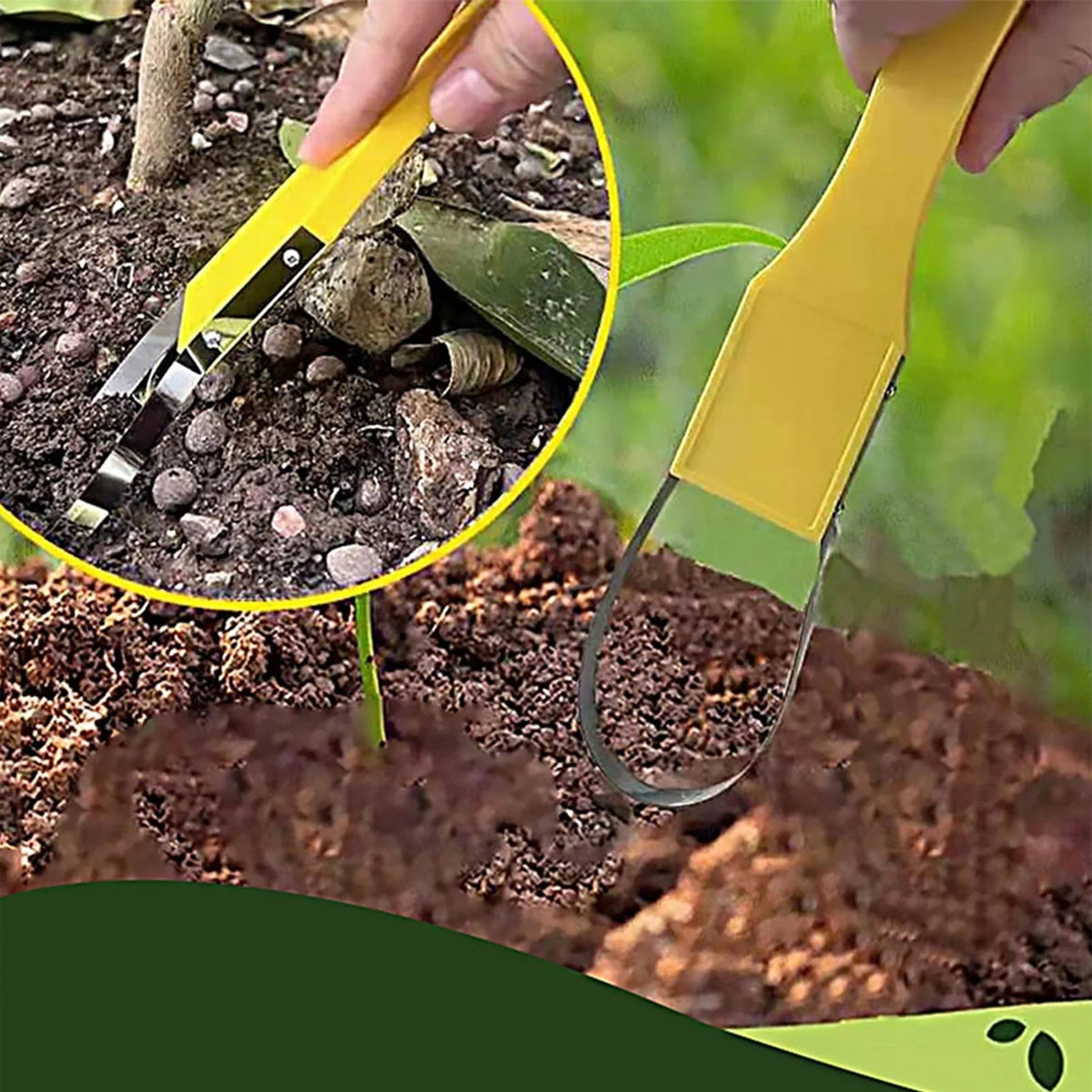 Belro portable weeder tool with iron loop handle, designed for men, featuring a sturdy metal loop for gardening or planting tasks.