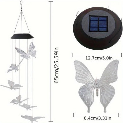 Belro solar wind chimes hanging outdoors, decorative garden decor with colorful, wind-activated metal tubes and solar-powered light.