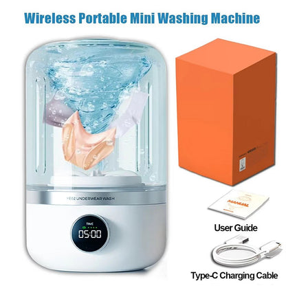 Mini rechargeable washing machine by Belro, compact outdoor home appliance with control panel and washing drum.