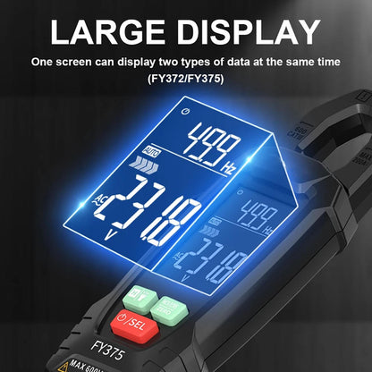 Belro AC/DC clamp electric meter showing digital display and clamp jaw for measuring current in electronic circuits.