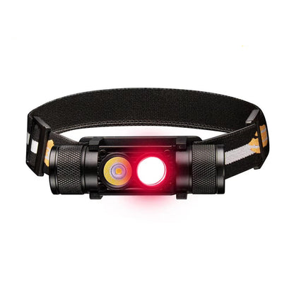 Belro head flashlight with adjustable strap and LED light, designed for hands-free illumination during outdoor activities.