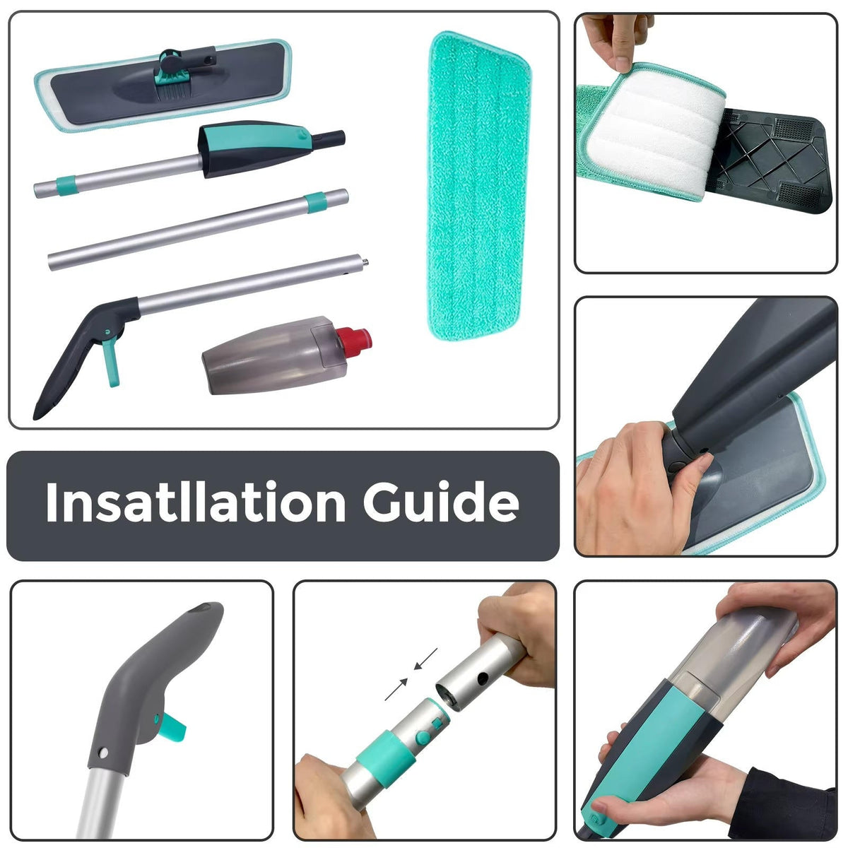 Belro spray mop with adjustable handle and refillable cleaning solution tank for easy floor cleaning in home and garden.