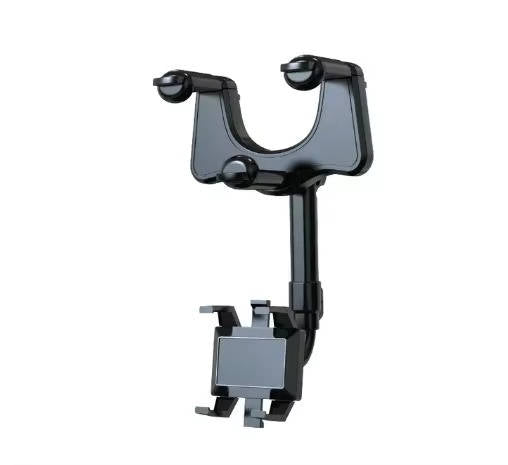 Belro rotatable and retractable car phone holder mounted on dashboard, showcasing flexible design and secure phone grip.